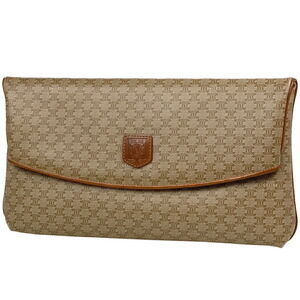 Celine Macadam Clutch Bag Shoulder Canvas Beige Brown